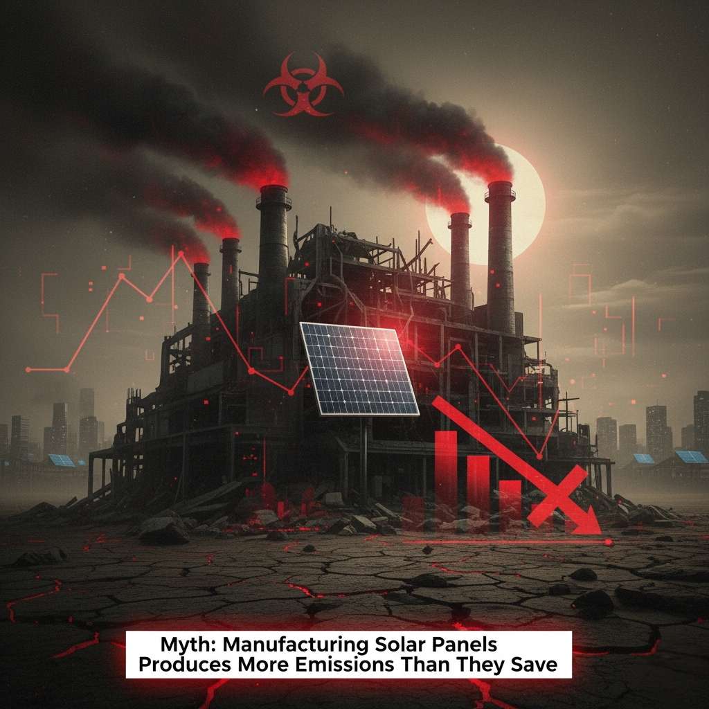Myth Manufacturing Solar Panels Produces More Emissions Than They Save